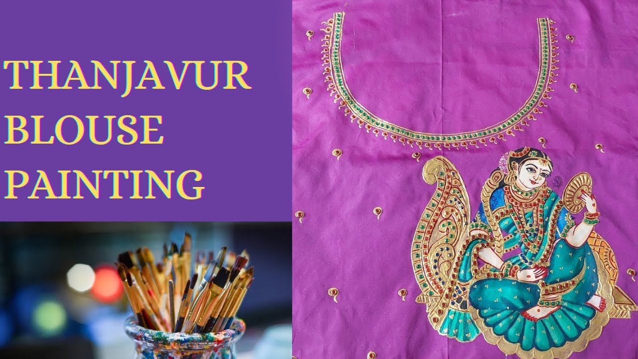 Thanjavur Style Blouse Painting #blousepainting#blousedesign#tanjavurpainting#fabricpaintingideas