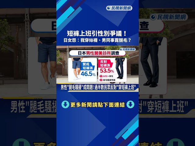「短褲」上班引性別爭議！ 日女怨：我穿絲襪、男同事露腿毛？－民視新聞