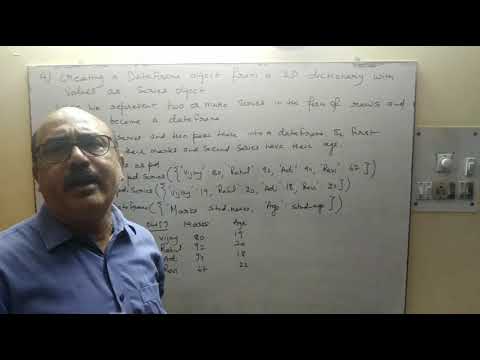Python|creating a DataFrame Object from a 2D dictionary with values as series object| class 12 IP