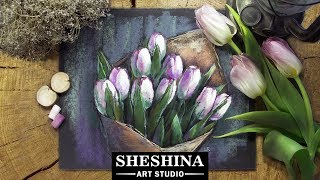 How to draw tulips with soft pastels 🎨 FLOWERS screenshot 5