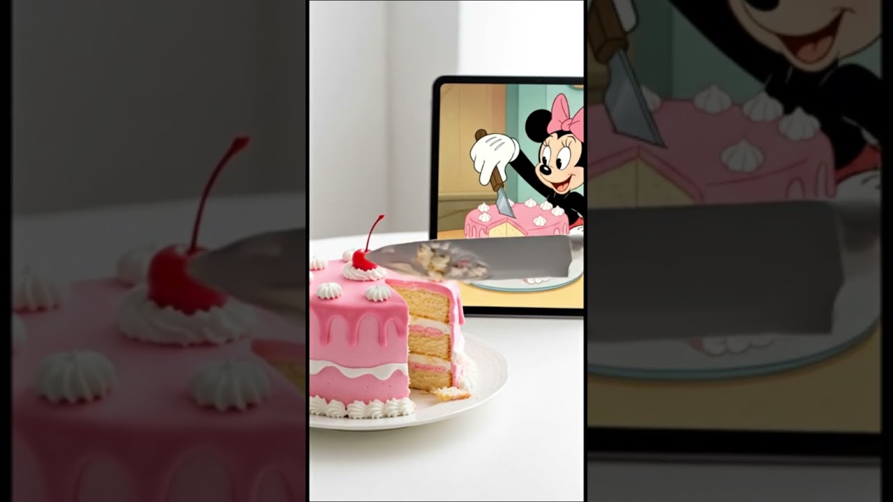 ✨ Satisfying ASMR Cake Cutting with Cartoon Twist 🍒🎂 | Vintage Disney Vibes