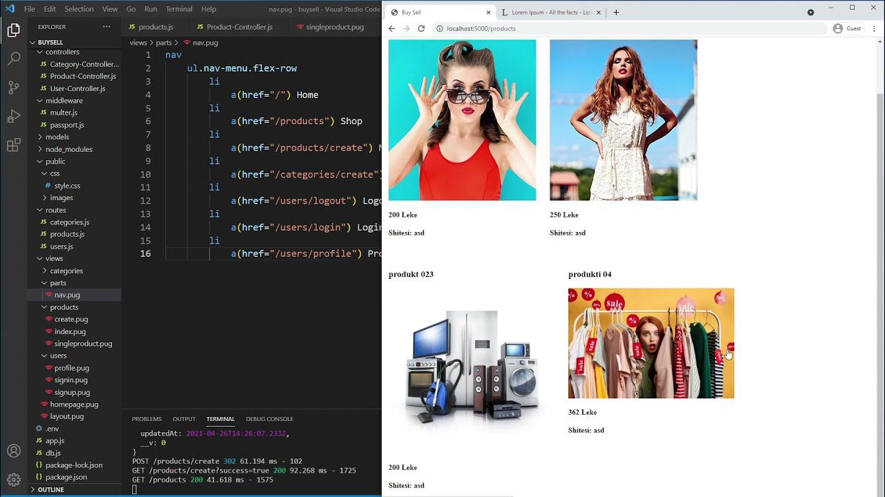 Part-2 Tutorial Shqip Faqe shitblerje ne node js per fillestare ...