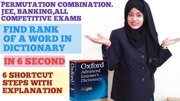 How To Find Rank of a word in dictionary |  permutation and Combination | shortcut to find Rank
