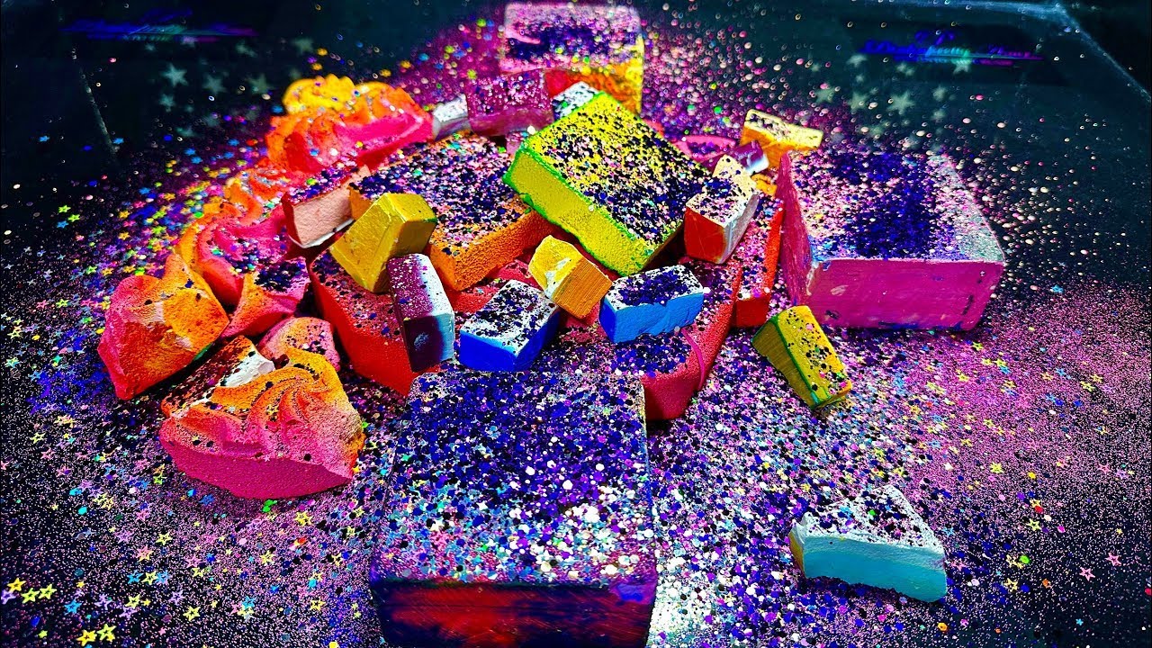 💚💛💜🩷💙 Multicolored Dyed Gym Chalk | Dusty | ASMR | SATISFYING ASMR 🎉 ...