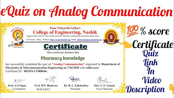 eQuiz on Analog Communication with certificate . 100 % score , quiz link in video description 👇