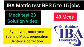 Mock test 23| English| Solution video| IBA test preparation BPS 5 to 15 jobs