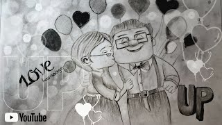 UP Movie Couple Pencil Sketch ❤️ | Romantic Love Drawing Tutorial | Easy Graphite Art | ArtCafe360 screenshot 2