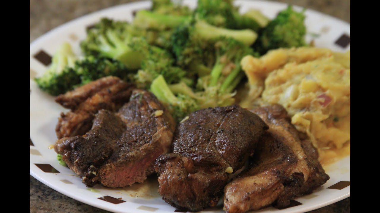 Perfectly cooked Lamb steak Mashed potato and Broccoli dinner recipe in