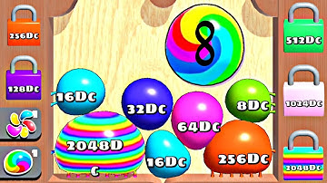 BLOB MERGE 3D - Colorful Satisfying ASMR Kids Gameplay (Level Up Blobs, Reach 2048Dc)