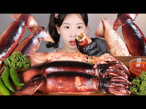 내장가득🦑 쫄깃쫄깃 초코오징어 통찜 먹방 steamed <strong>squid</strong>   [eating <strong>show</strong>] mukbang korean food