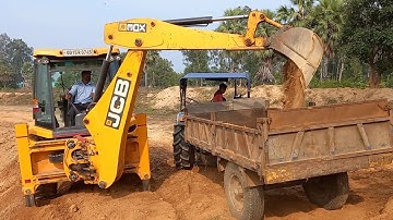 New JCB 3dx Backhoe Machine Loading Soil On Sonalika Tractor And Swaraj Tractor | Jcp Tractor Videos
