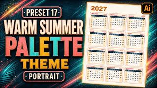 Warm Summer Portrait Calendar in Illustrator | CalenClick Pro Advanced Preset 17 screenshot 5