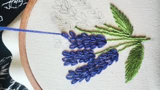 Easy Lavender Flower Embroidery 💜 Simple Hand Embroidery for Beginners | Step-by-Step Tutorial