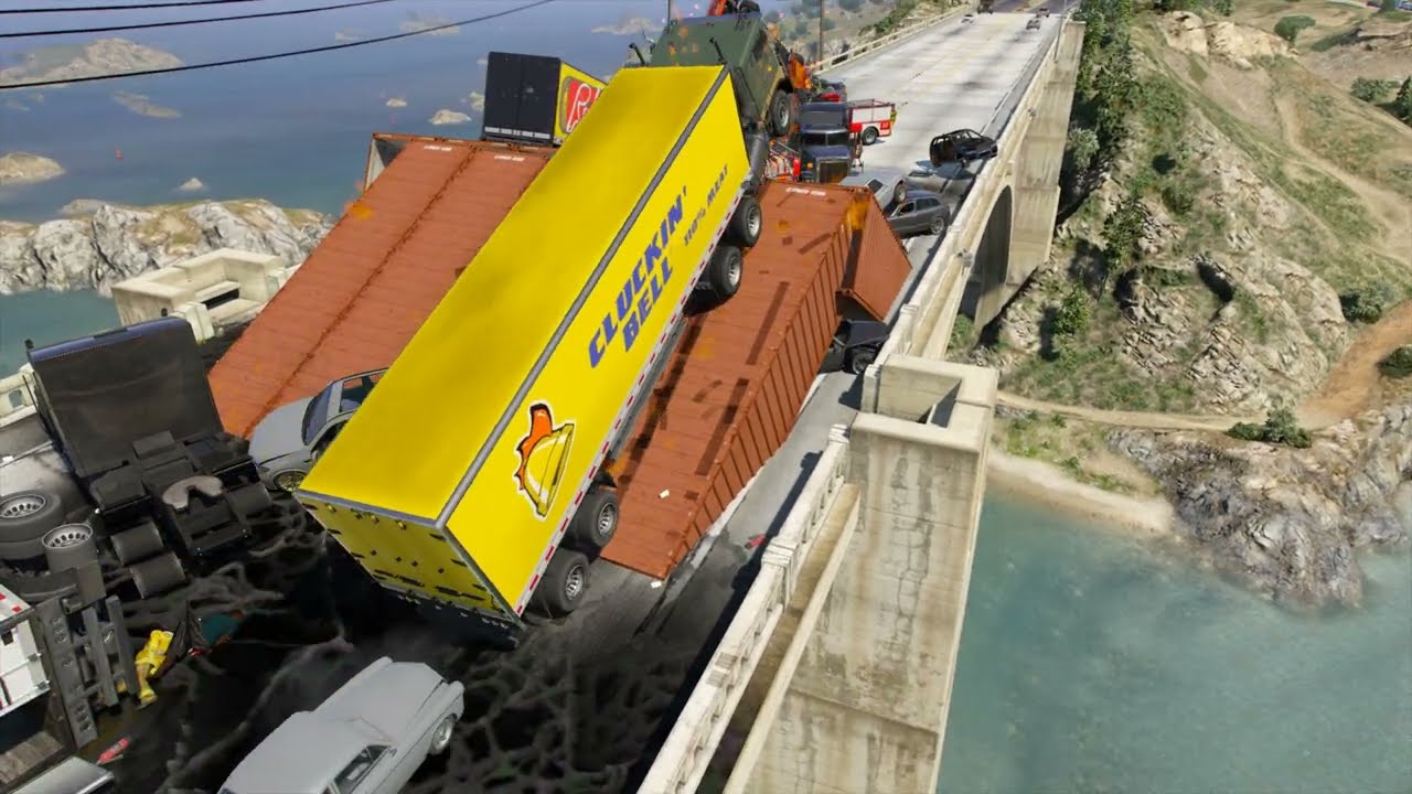 GTAV - What Happens if  Giant Ramp on a Bridge?