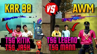 FREEFIRE || BEST WAR OF TSG || AWM VS KAR98 😱 || TSG RITIK,JASH VS TSG LEGEND,MANN || BEST GAMEPLAY