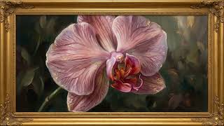 Pink Orchid Classical Oil Painting 4K TV Art Frame | Dark Moody Floral Screensaver screenshot 3