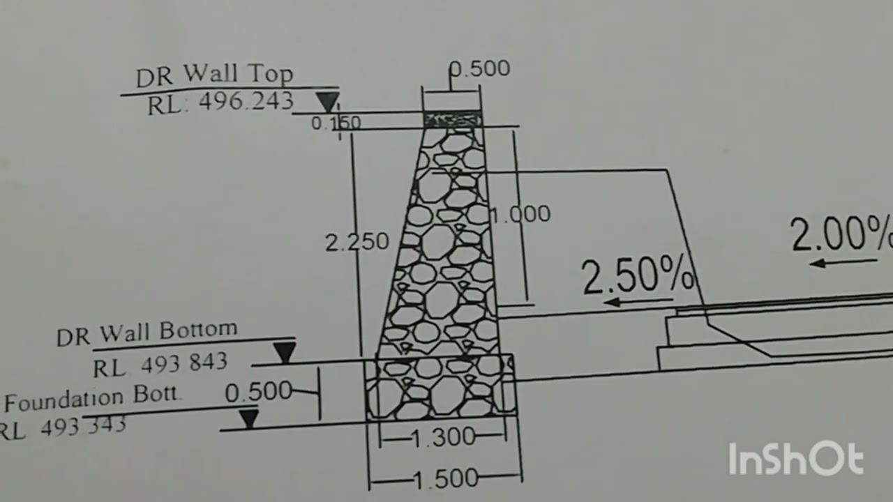Dry Rubble Retaining Wall Drawing YouTube Dry Rubble Retaining Wall Drawing YouTube