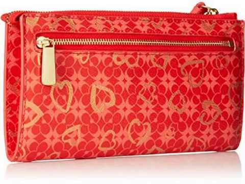 New Coach Box Program Hearts Zippy Wallet Brass/Love Red Multicolor Slide