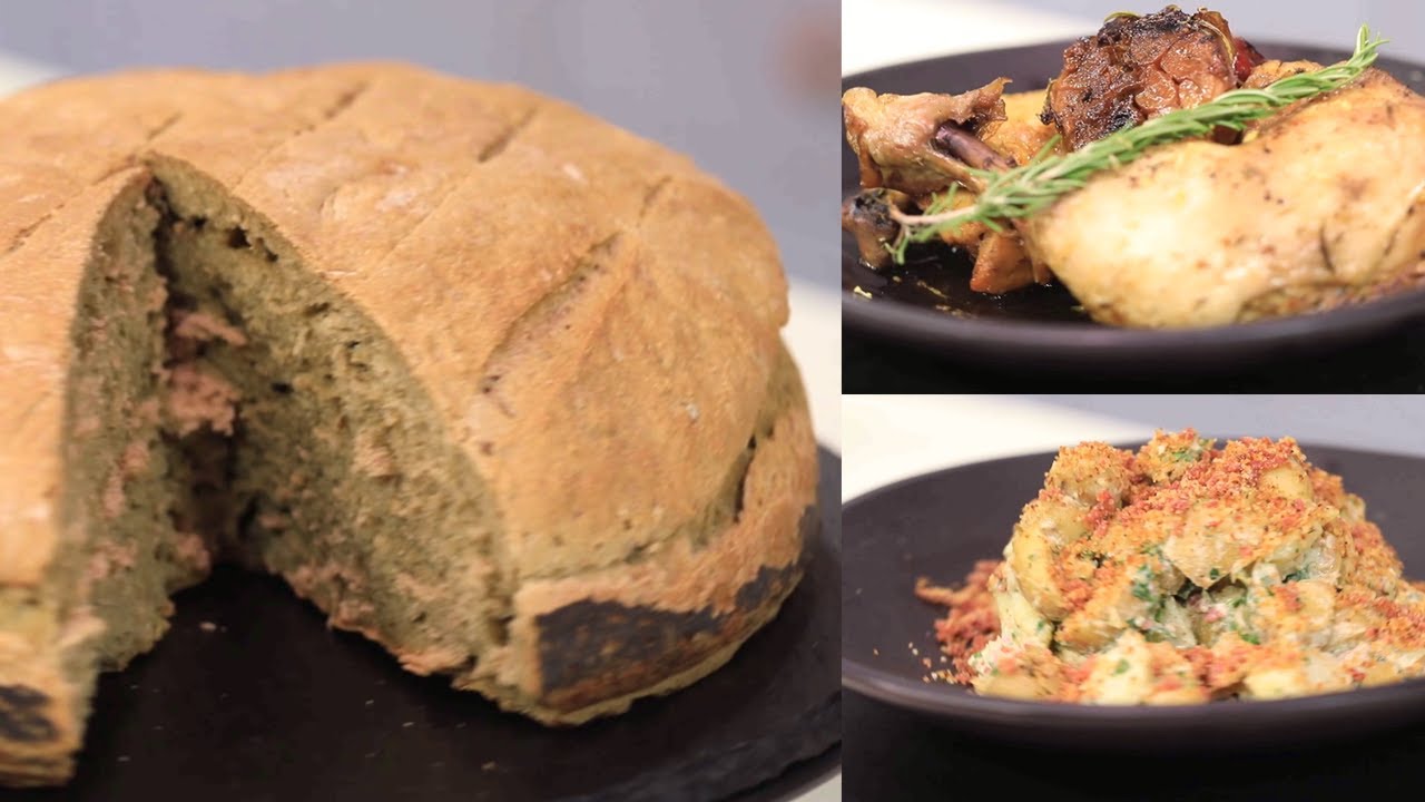 Salade de pommes de terre, Poulet à la toscane, Pain complet - Koujinetna Haka EP 11