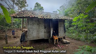 Tough.. A Brave Young Woman Living in a Small Hut on the Edge of a Dense Forest