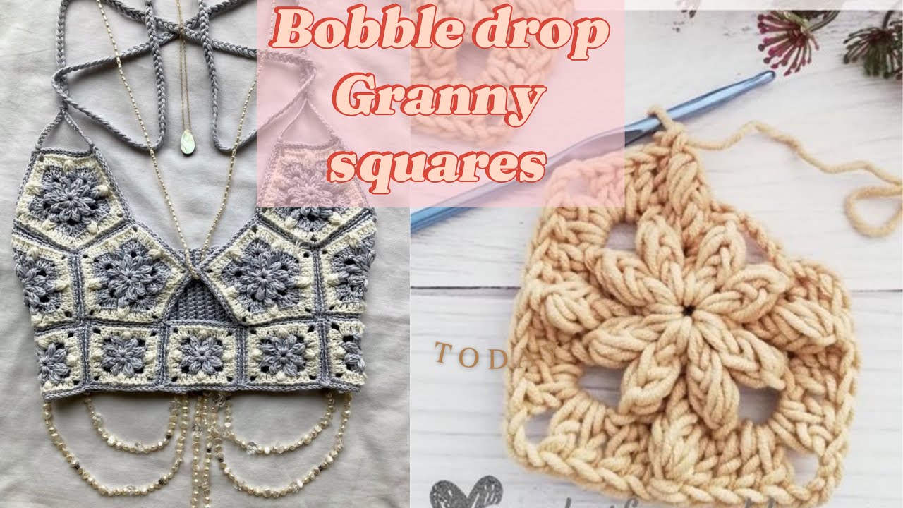 Bobble Drop Flower granny square| How To Crochet flower granny square