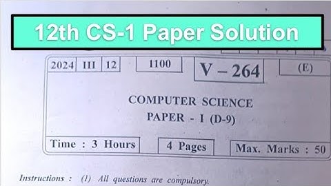 HSC Maharashtra Board Computer Science (C.S.) Paper Solution 2024 @Tropical_Science