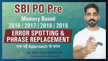 SBI PO 2020 | Error Spotting Questions | Bank Exams English | By Arjun Sir