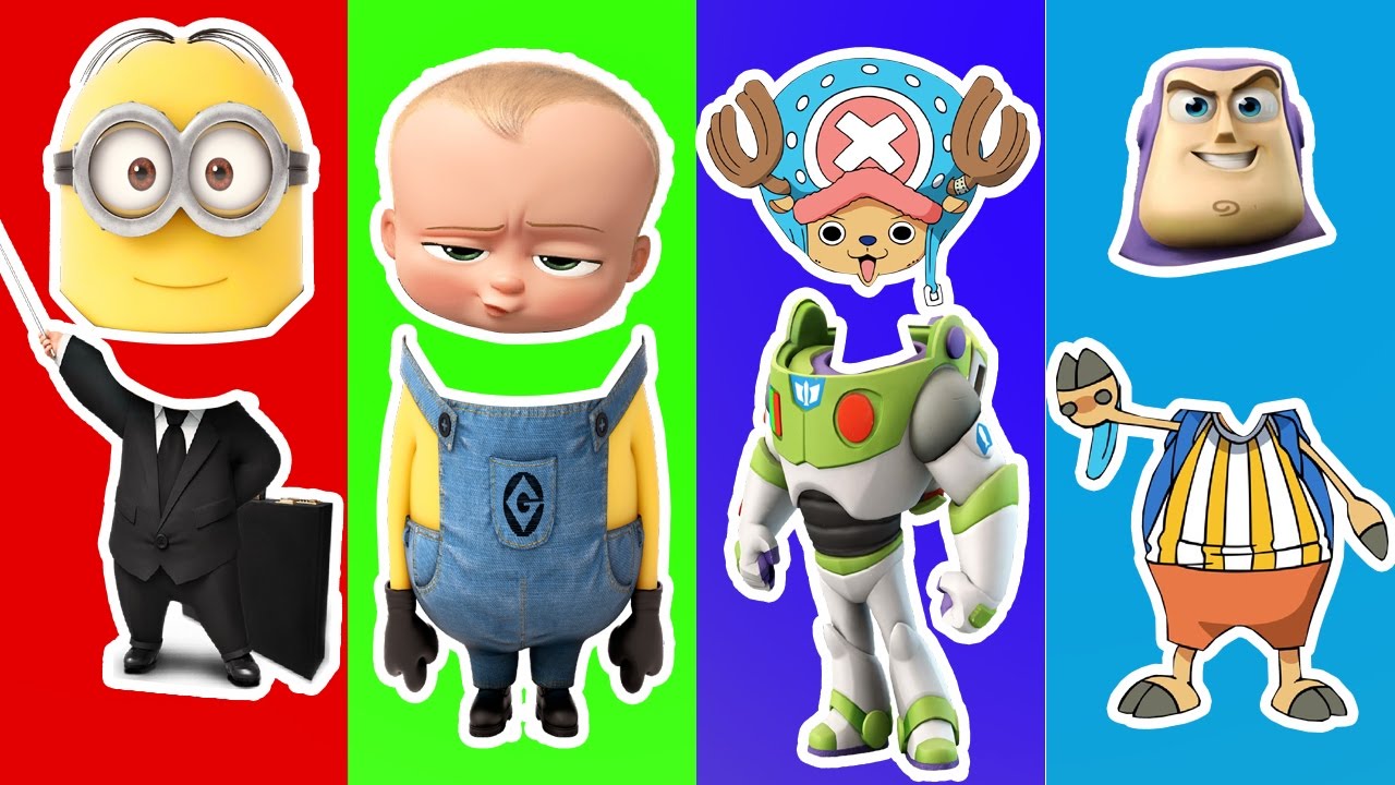Wrong Heads Minions Buzzlighttyer BossBaby Chopper One piece Finger Family Nursery Rhymes