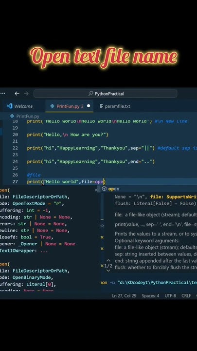 𝐅𝐢𝐥𝐞 parameter in print()python #python #print #2024 #coding #education ...