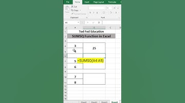 Excel SUMSQ Function #microsoft #excel #msexcel #shorts #computer #education #tricks