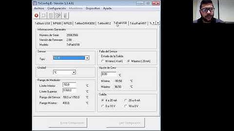 Configuración de transmisor de temperatura TX Rail USB