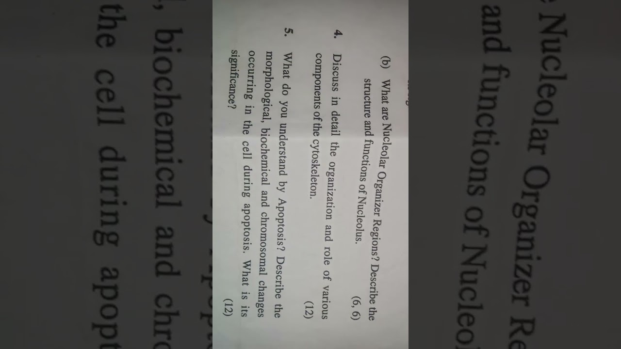 Cell and molecular biology Questions paper msc botany 