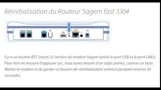 Réinitialisation du Routeur Sagem fast 3304