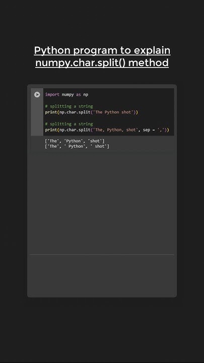 numpy.char.split( ) function for NUMPY string operations in Python ๐ฑ๐๐ฑ๐ ...