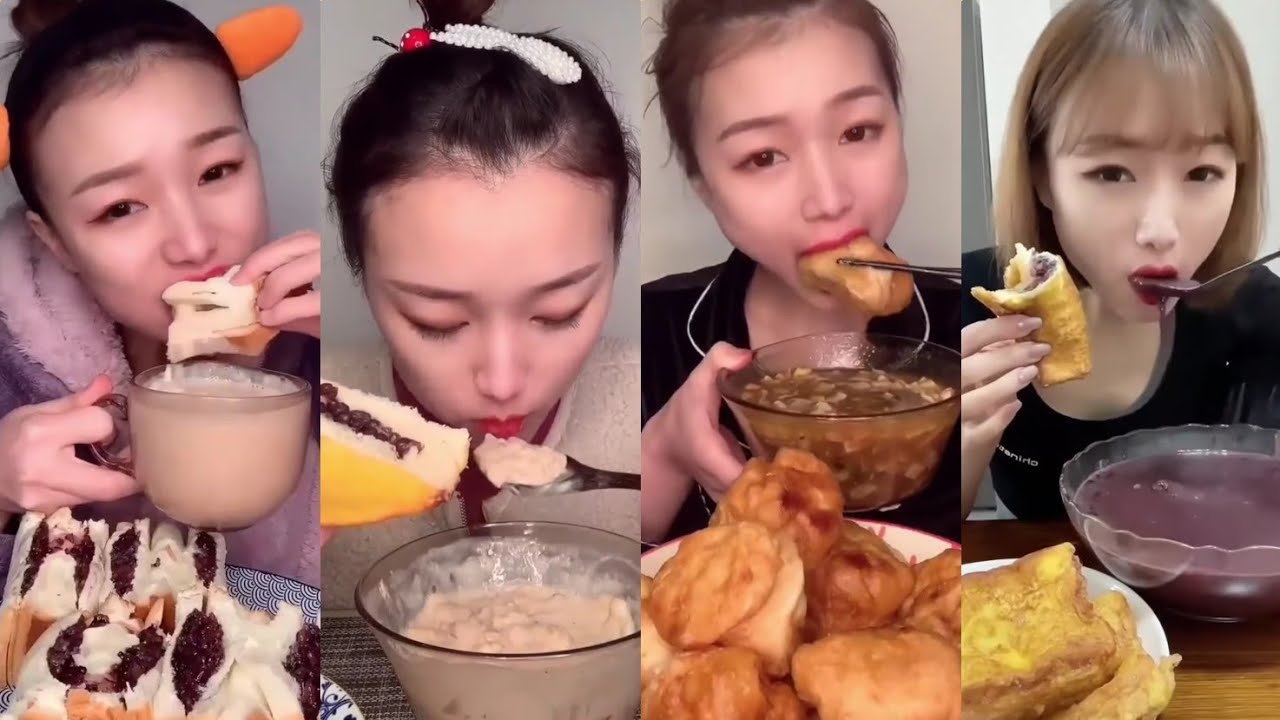 杨能能- BREAD w/ WALNUT PASTE,YOGHURT,PURPLE RICE PORRIDGE,etc|| ASMR Chinese Dessert Mukbang 디저트 먹방 吃播