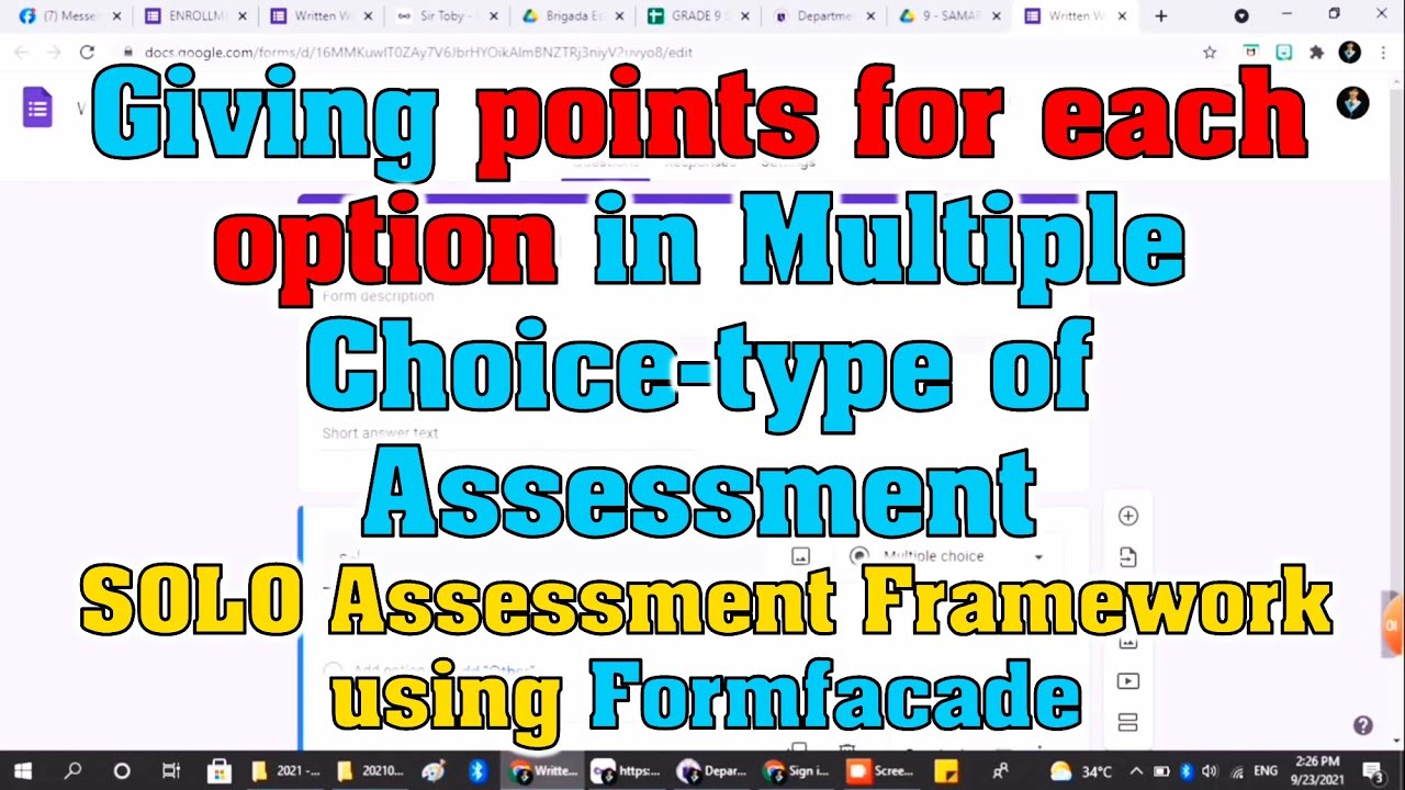 Giving Different Points For Each Option In Multiple Choice-Type Of Test (Using Google Form)