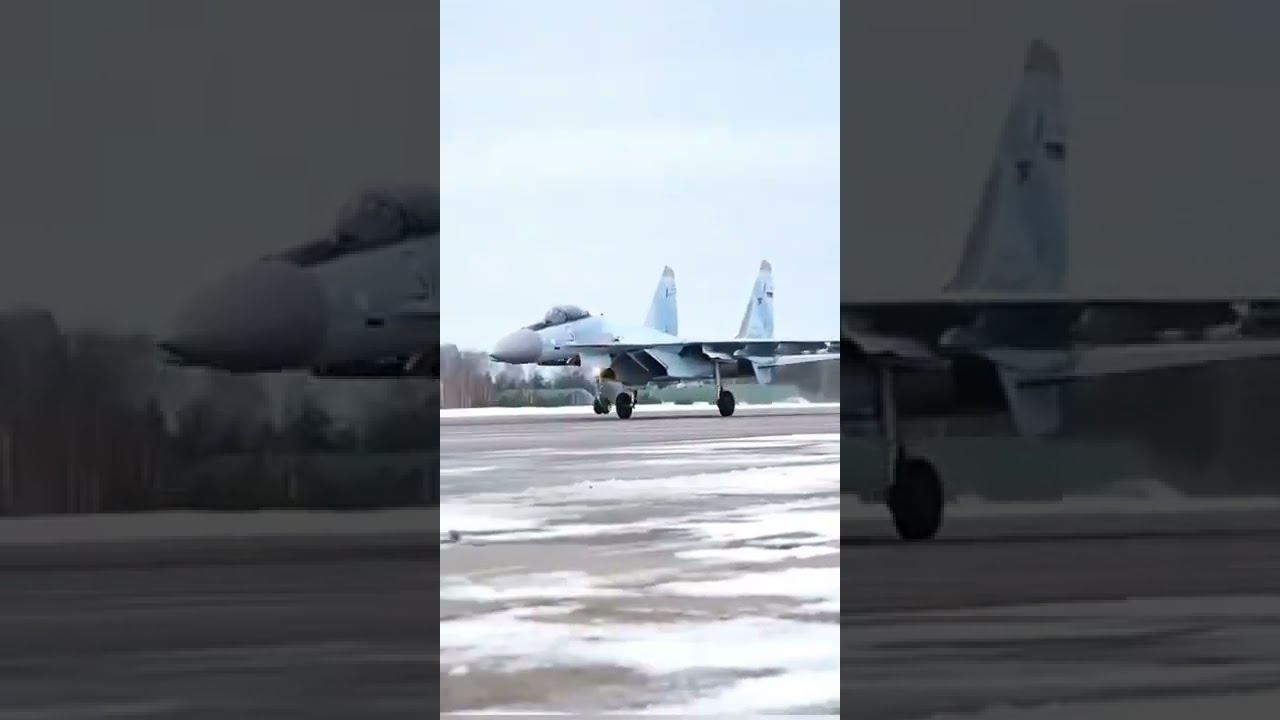 Russia Super Flanker Landing with Drag Chute 