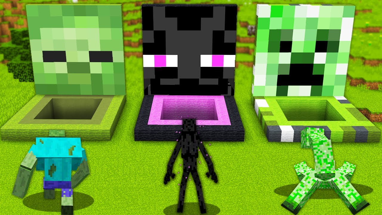 Minecraft MUTANT ZOMBIE ENDERMAN CREEPER SECRET TUNNELS How to Play ...