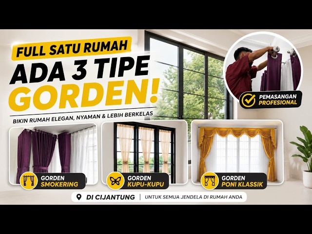 FULL SATU RUMAH PASANG GORDEN!  Poni Classic + Smookering + Vitrase Kupu-Kupu di Cijantung