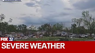 Tornado damages homes, strip mall and FedEx facility in Portage, Michigan