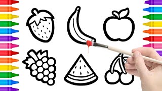 Draw And Color Easy Fruits Drawing For Kids And Toddlers 8 Fruits Drawing Easy Fruit Drawing