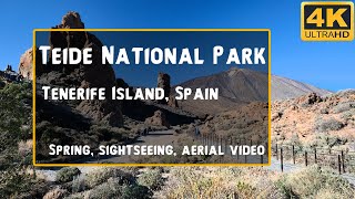 Primavera no Parque Nacional do Teide, Tenerife, Espanha - Vista Aérea 4K