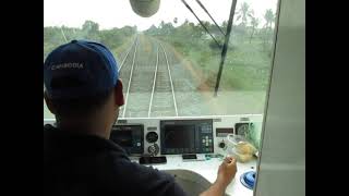 Cambodia国鉄南線・北行き　カンポット駅に到着