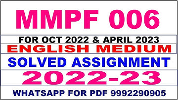 mmpf 6 solved assignment 2022-23 in english | mmpf 6 solved assignment 2022-23 | mmpf 6 2023