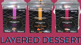 Frederik’s by Meijer Layered Dessert: S’mores Style, Salted Caramel Cookies, Raspberry Cheesecake