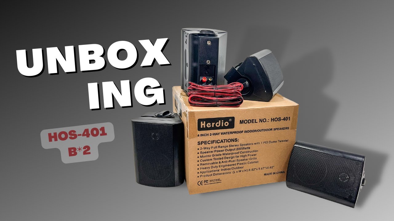 Herdio Passive Outdoor Speakers Wired Waterproof, 4 Inches 2Way 400W