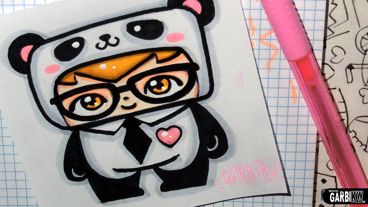 Super cute panda doodles! This chibi panda drawing is so kawaii!