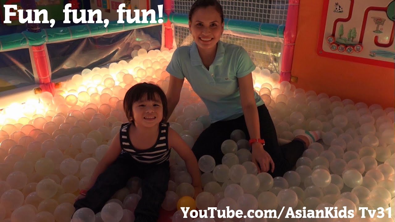 Amusement Theme Park A Big Kiddie Slide, Pool of Plastic Balls