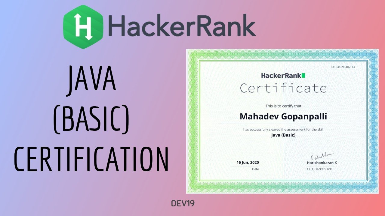 Java certification. DBS Sample Certificate Basic.