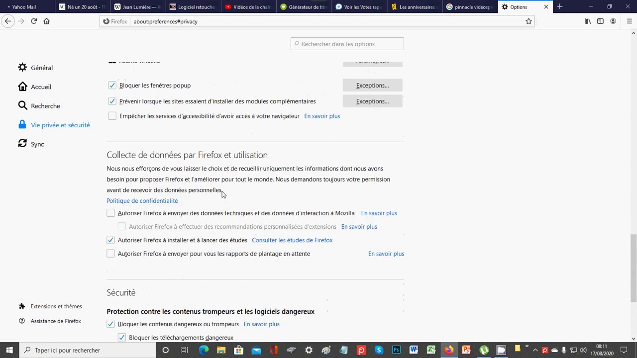 Autoriser les pop up dans le navigateur Mozilla Firefox - YouTube
